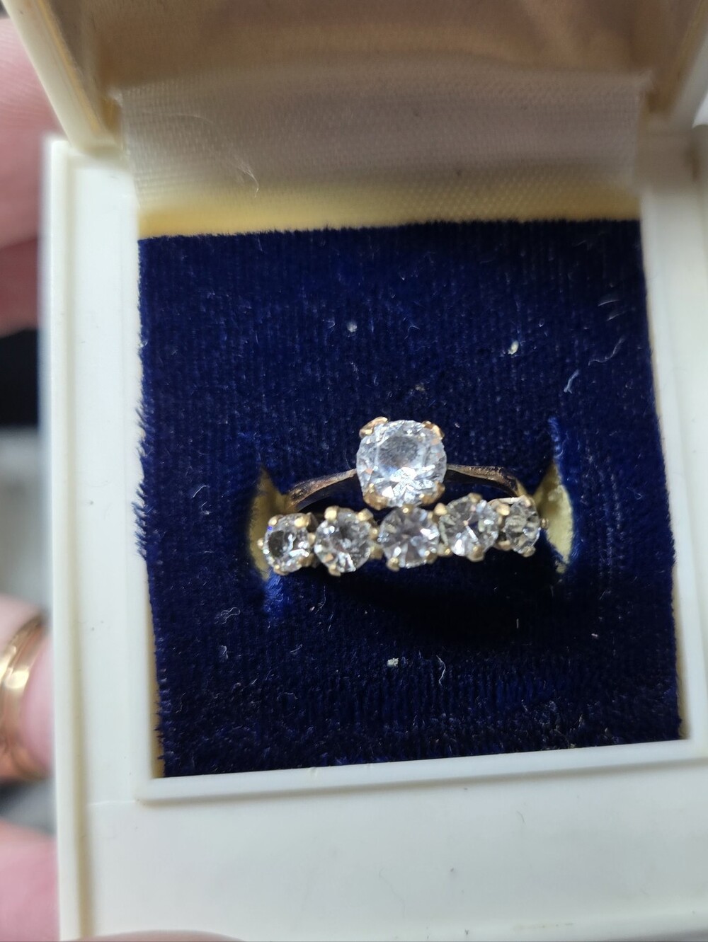 Victorian Rolled Gold Paste Stone Ring Set